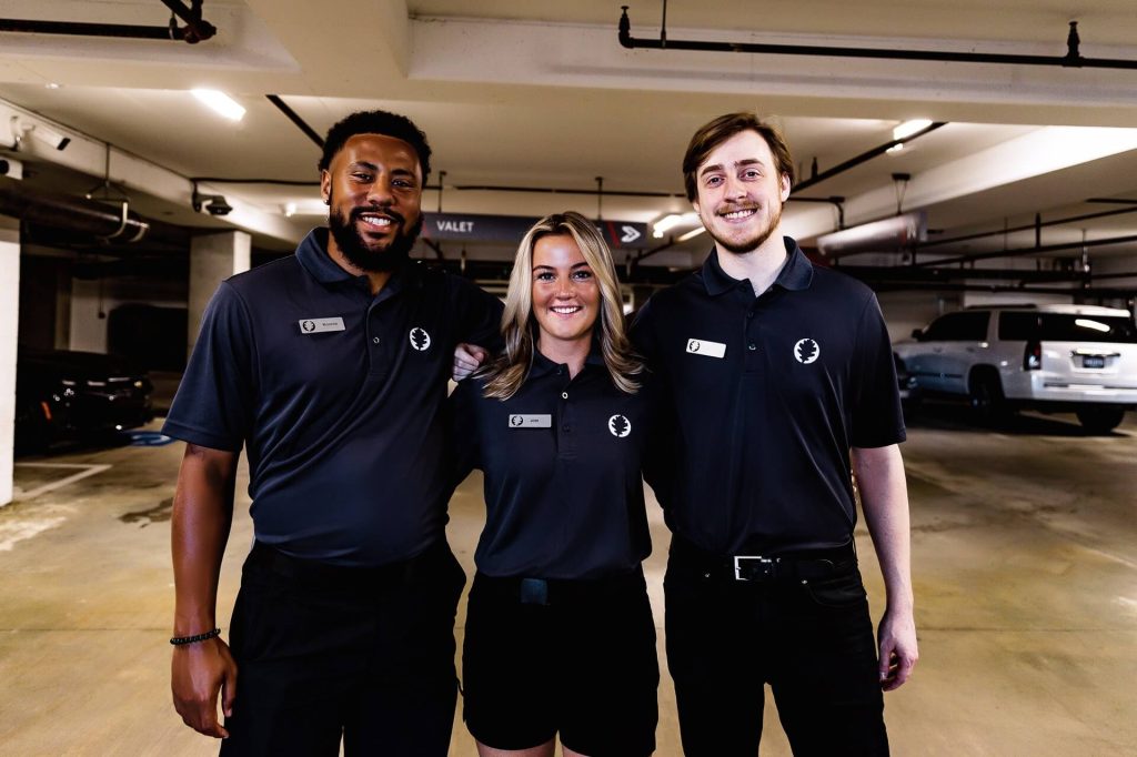Reliable 12 Oaks Parking Employees in a Parking Garage.