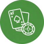 Playing cards and chip icon representing casino parking and valet services.