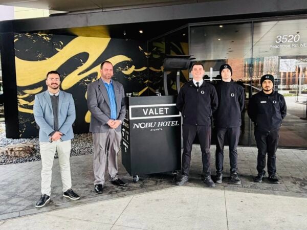 12 Oaks Parking valet team providing guest arrival services at Nobu Hotel Atlanta in Buckhead.