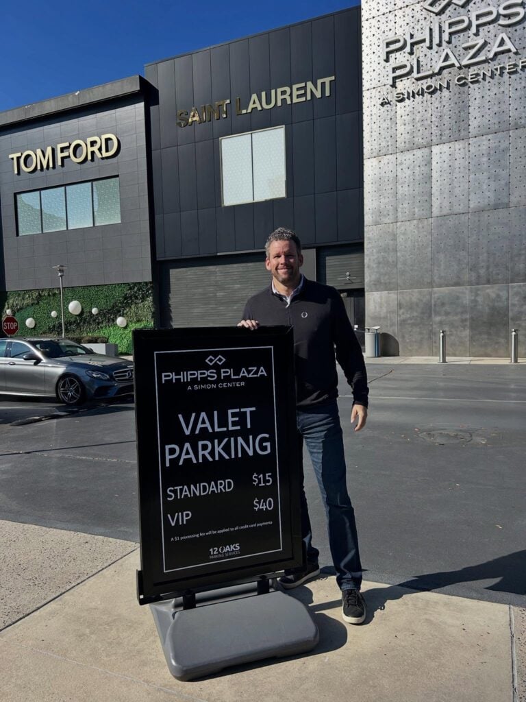 12 Oaks Parking valet parking services at Phipps Plaza in Buckhead, Atlanta, Georgia.