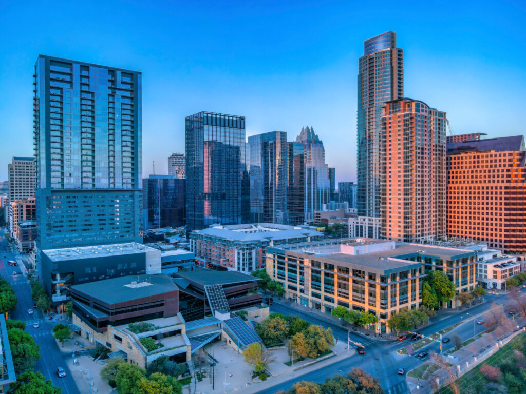 Austin Texas busy commercial and residential buildings 